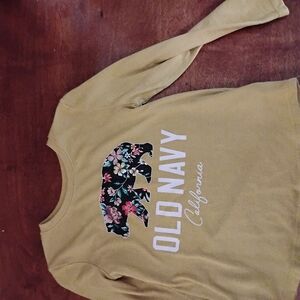 Old Navy Kids Yellow Long Sleeve Tee with Floral Bear